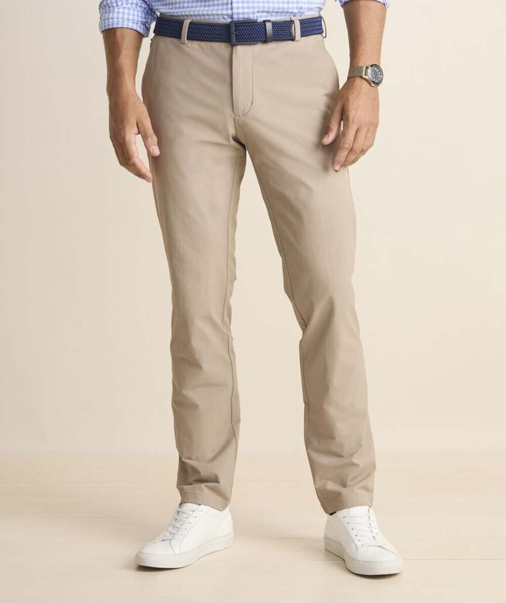 Vineyard Vines Men 36x30 On the Go Pant Khaki Beige Performance Commute Travel
